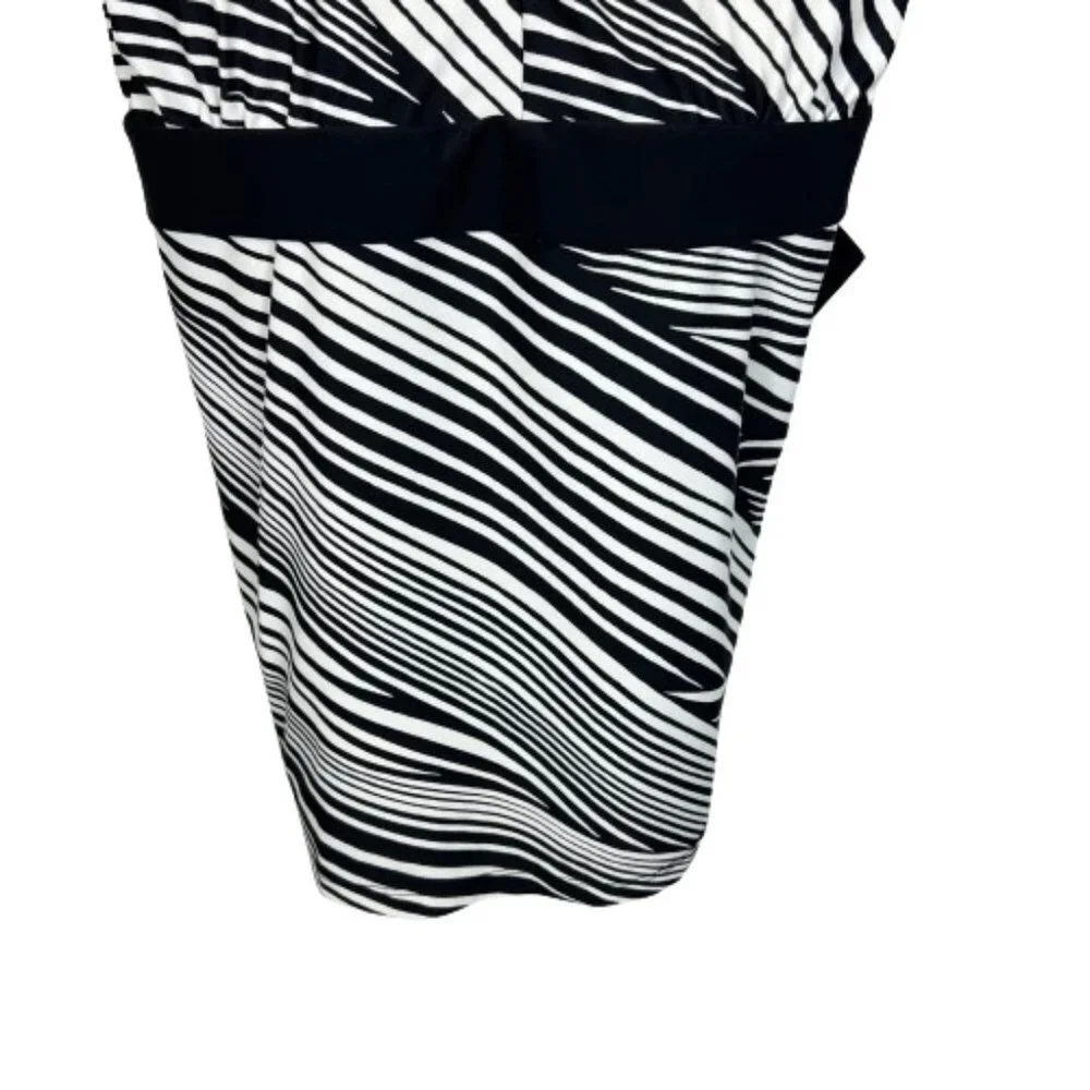Ava & Viv Womens‎ Swim Tankini Top Diagonal Stripes Black White Plus Size 20W